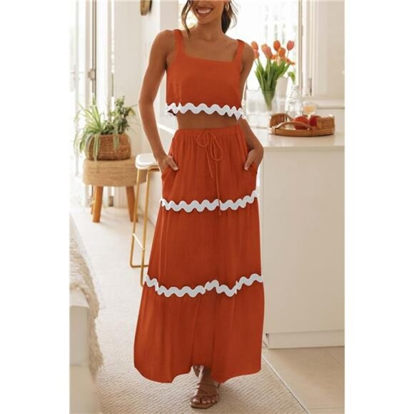 NEW Women's 2-Piece Summer Beach Outfit – Sleeveless Cropped - Picture 6 of 6